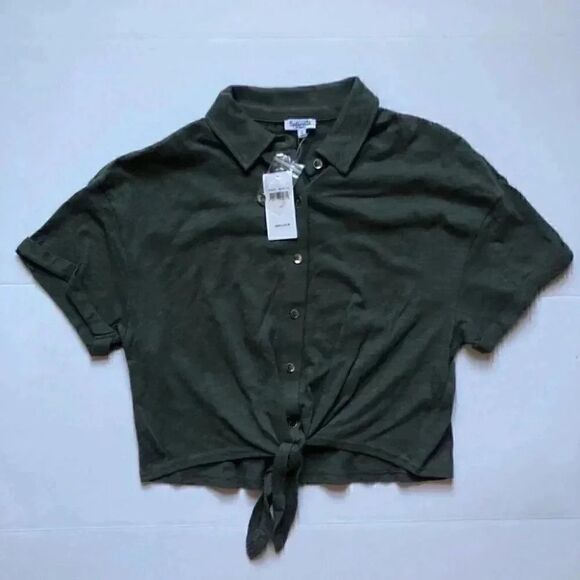 Splendid Anthropologie Military Olive Green Top Size X-Small NWT - Picture 2 of 7